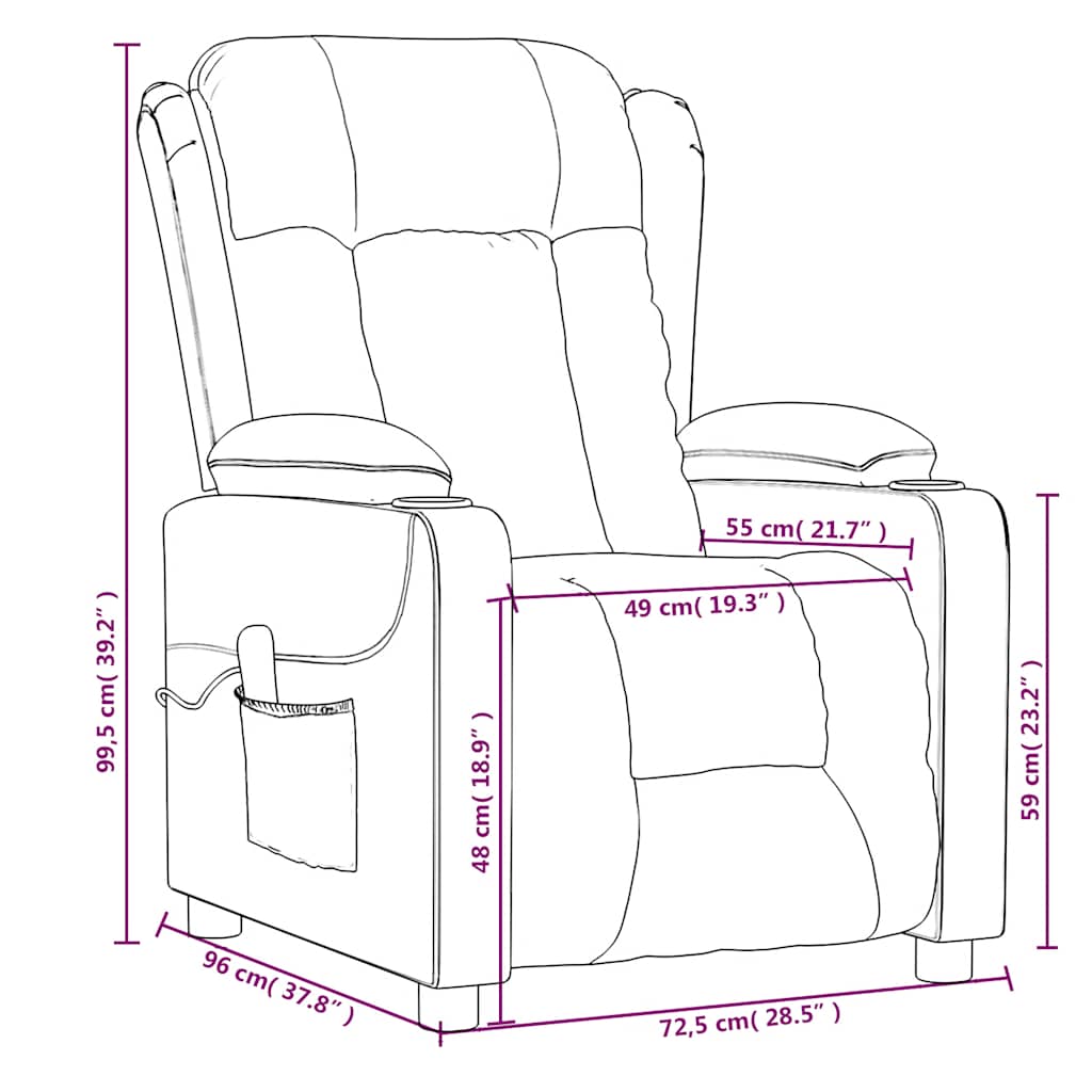 Sillón de masaje eléctrico tela marrón vidaXL