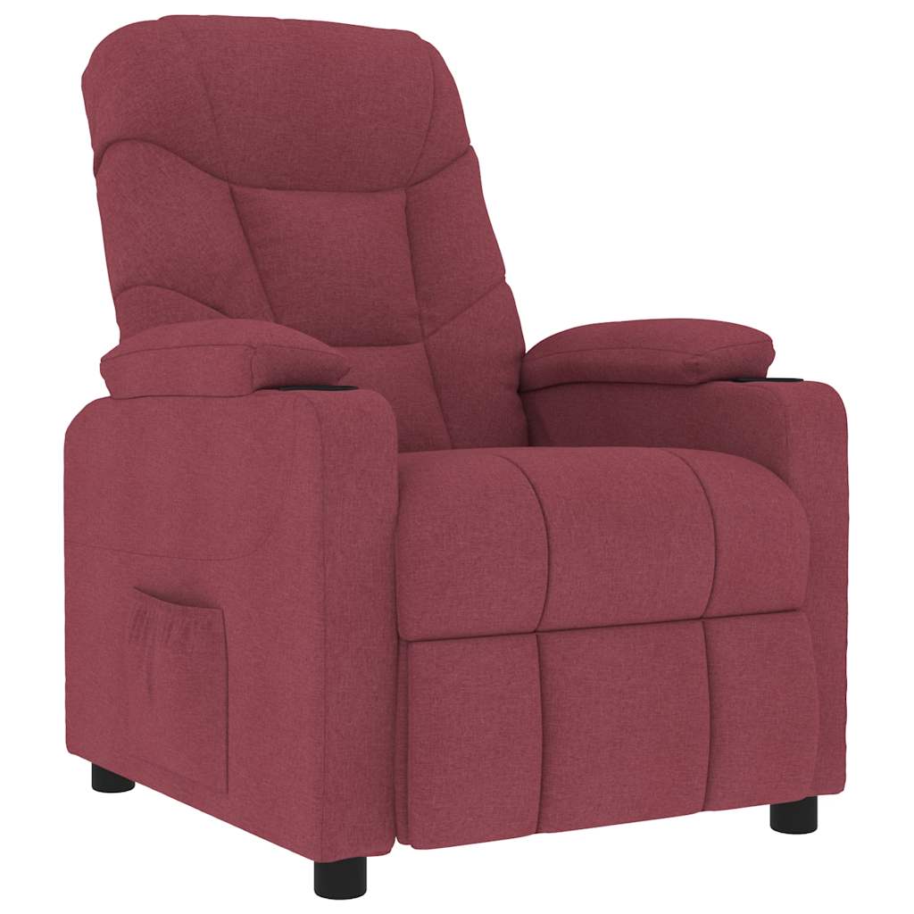 Vetonek Sillón de masaje de tela rojo tinto