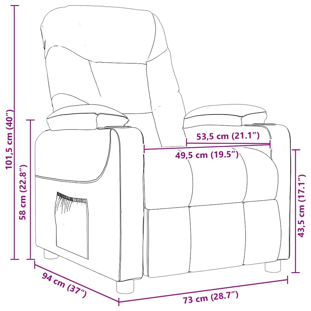 Sillón de masaje eléctrico tela marrón oscuro vidaXL