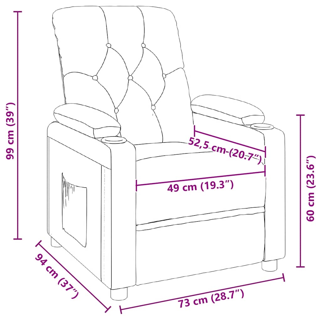 Sillón reclinable de tela negro vidaXL