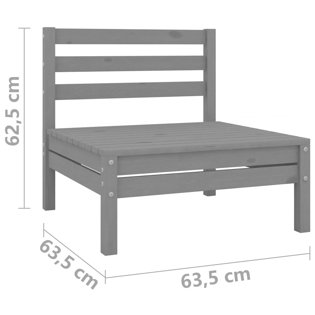 Juego de muebles de jardín 3 piezas madera maciza de pino gris vidaXL