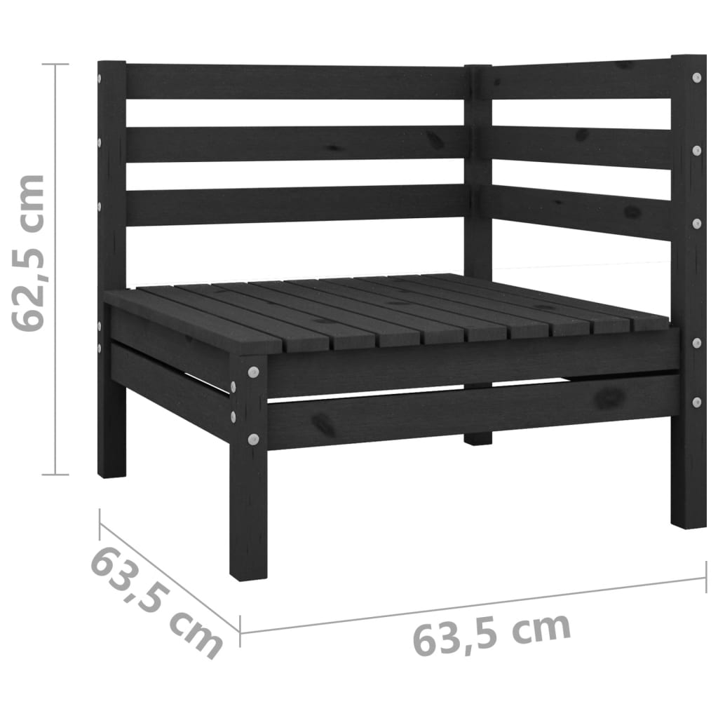 Sofá de jardín 2 plazas madera maciza de pino negro vidaXL