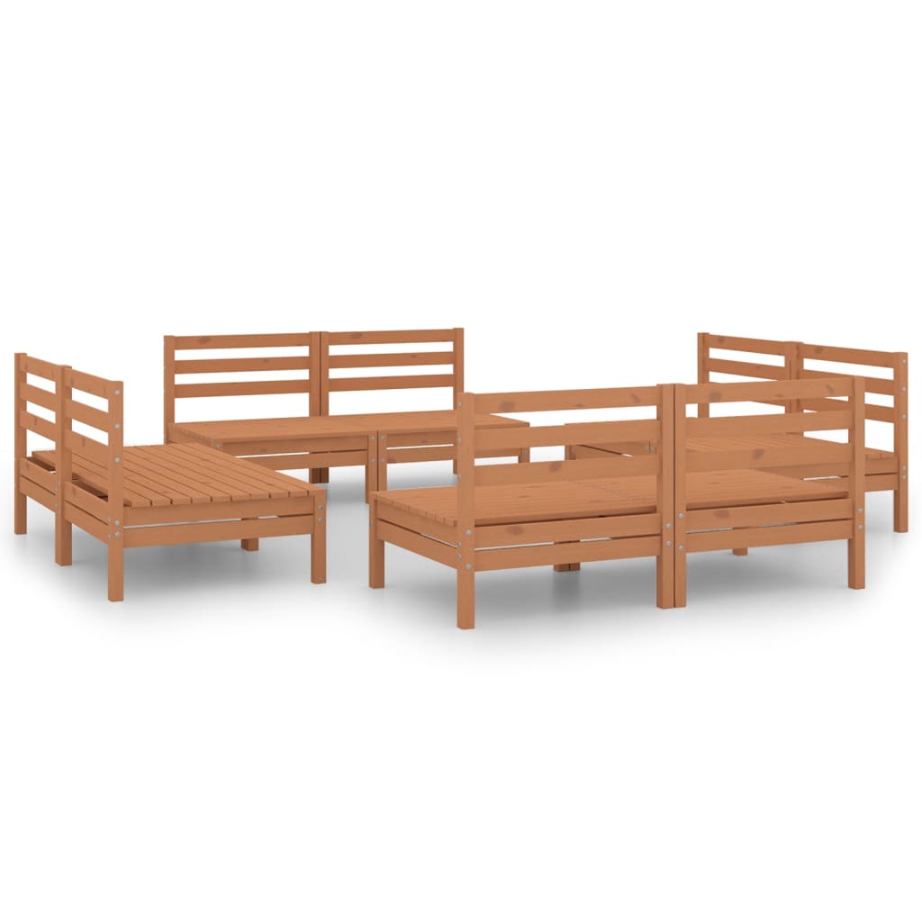 Juego de muebles jardín 8 pzas madera maciza pino marrón miel vidaXL