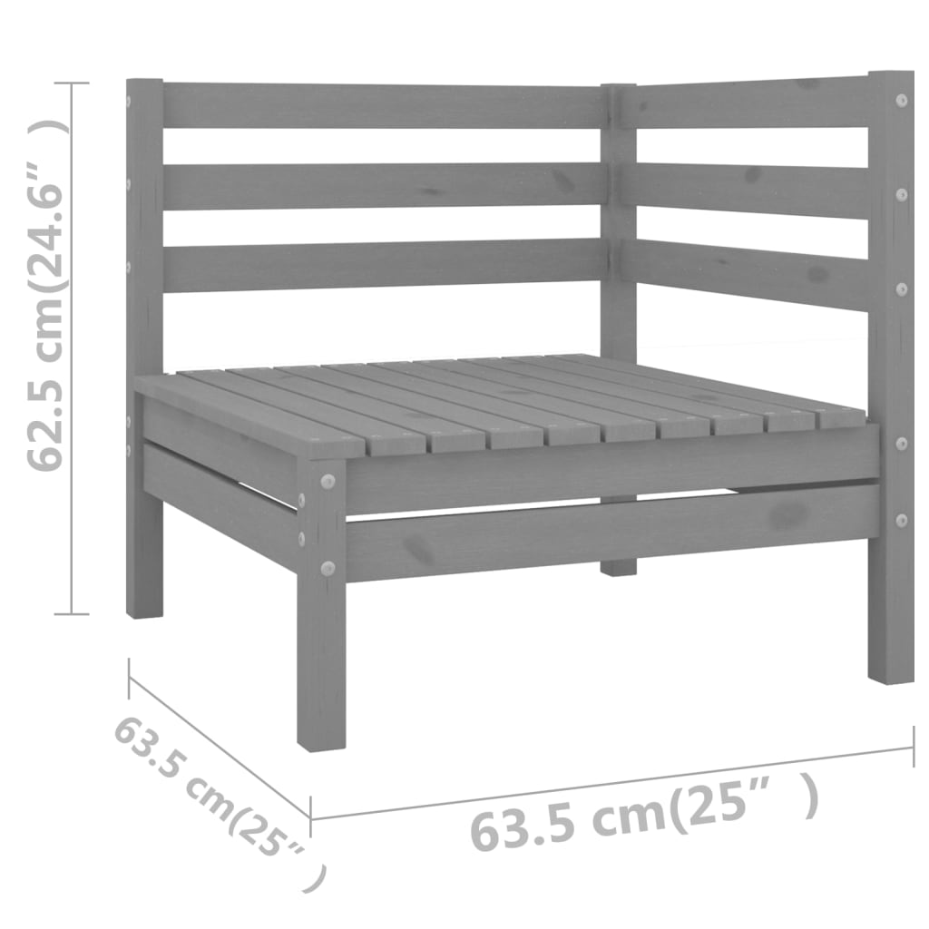 Juego de muebles de jardín 4 piezas madera maciza de pino gris vidaXL