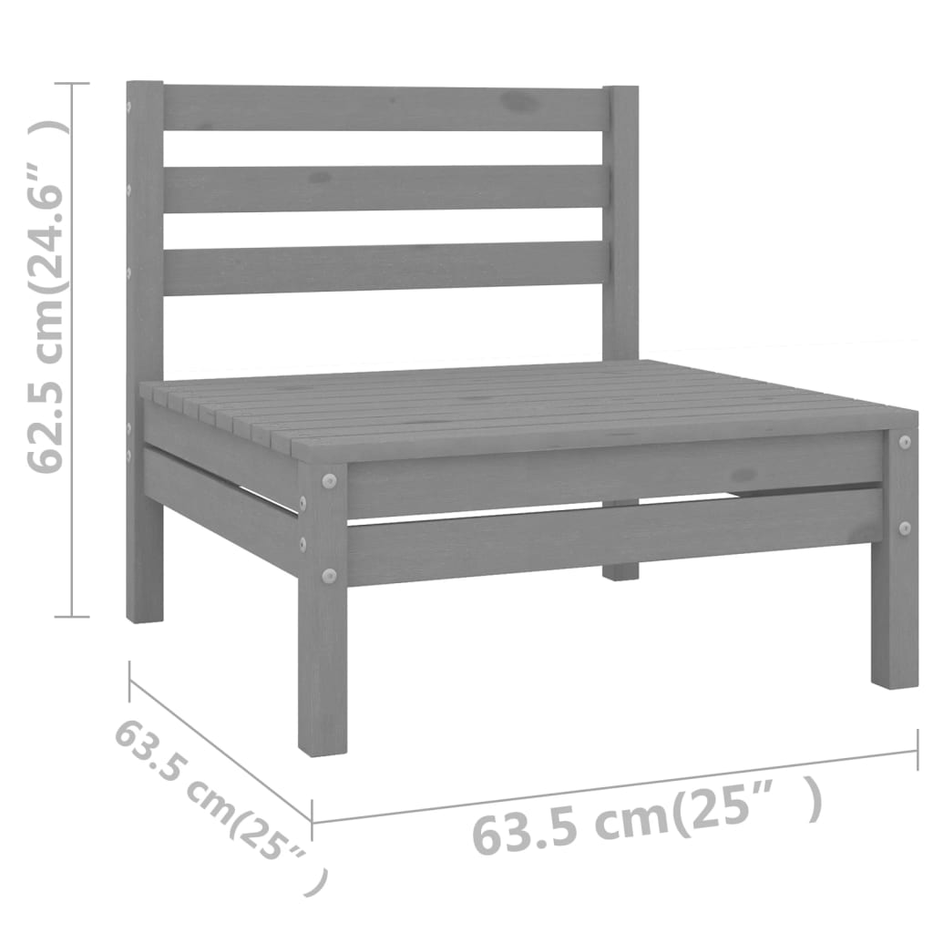 Juego de muebles de jardín 4 piezas madera maciza de pino gris vidaXL