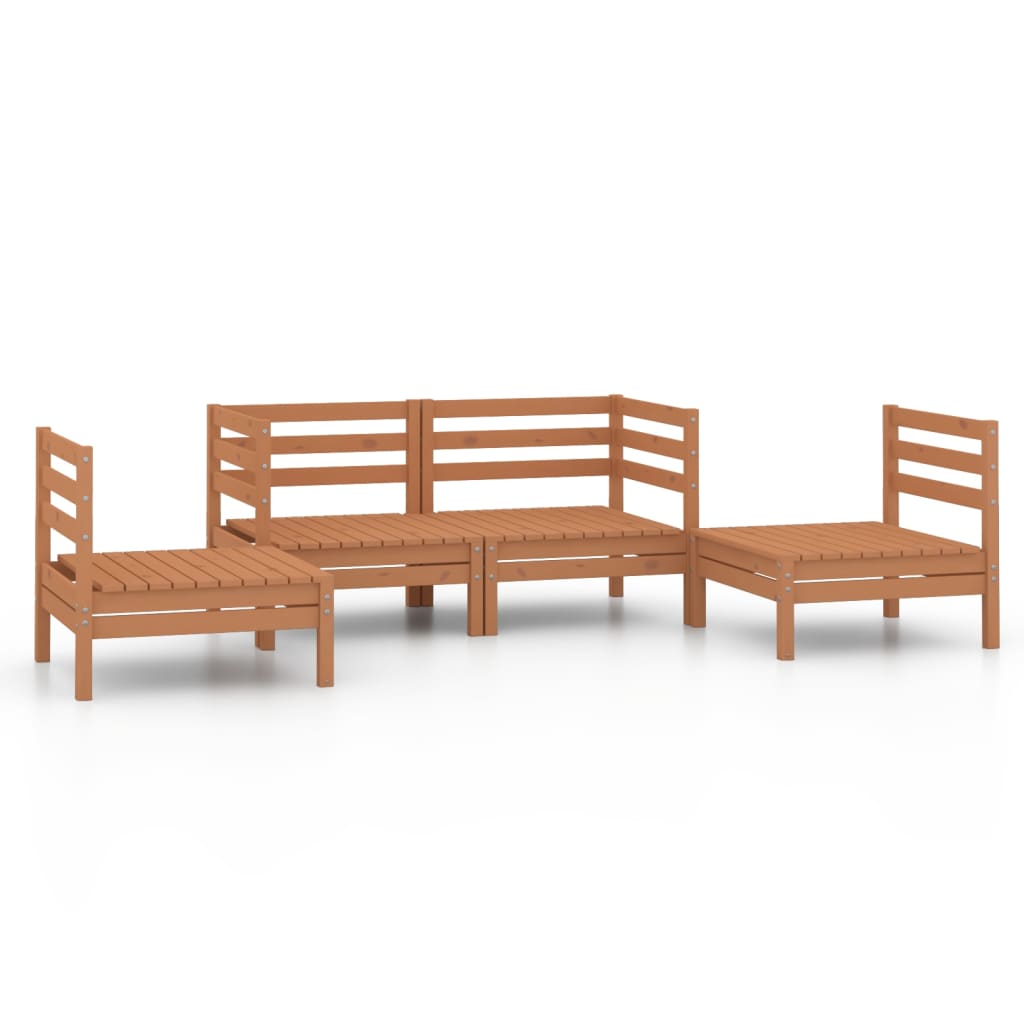 Juego muebles de jardín 4 pzas madera maciza pino marrón miel vidaXL