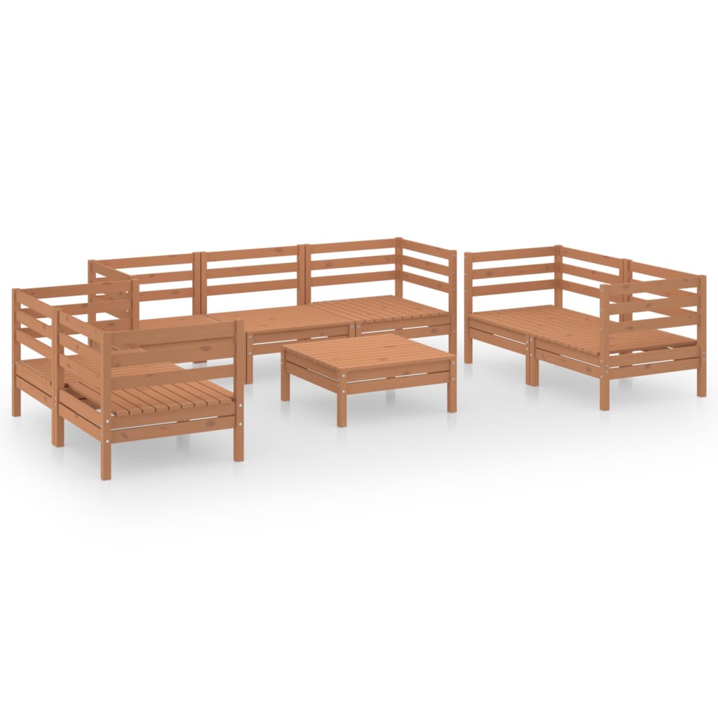 Juego muebles de jardín 8 pzas madera maciza pino marrón miel vidaXL