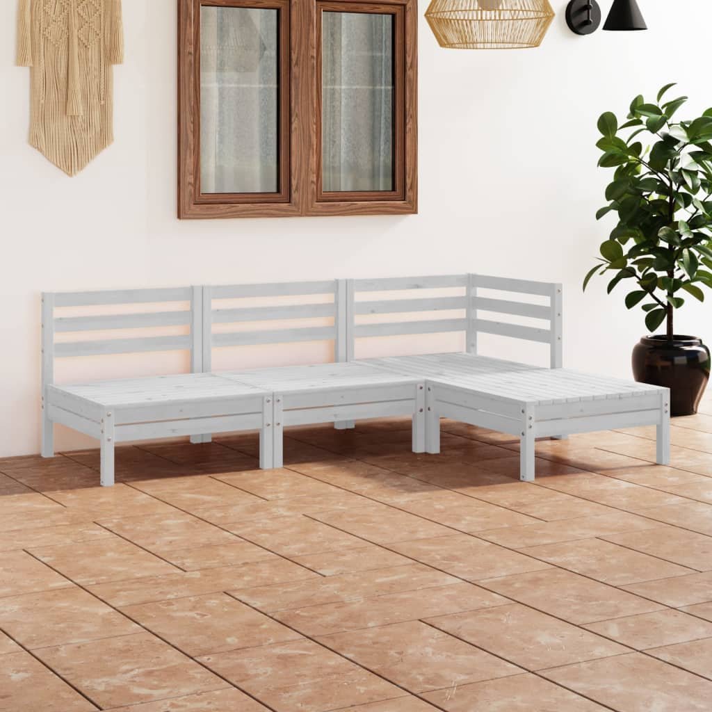 Vetonek Juego de muebles de jardín 4 piezas madera maciza pino blanco