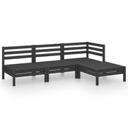 Juego de muebles de jardín 4 pzas madera de pino maciza negro v5136 Vetonek