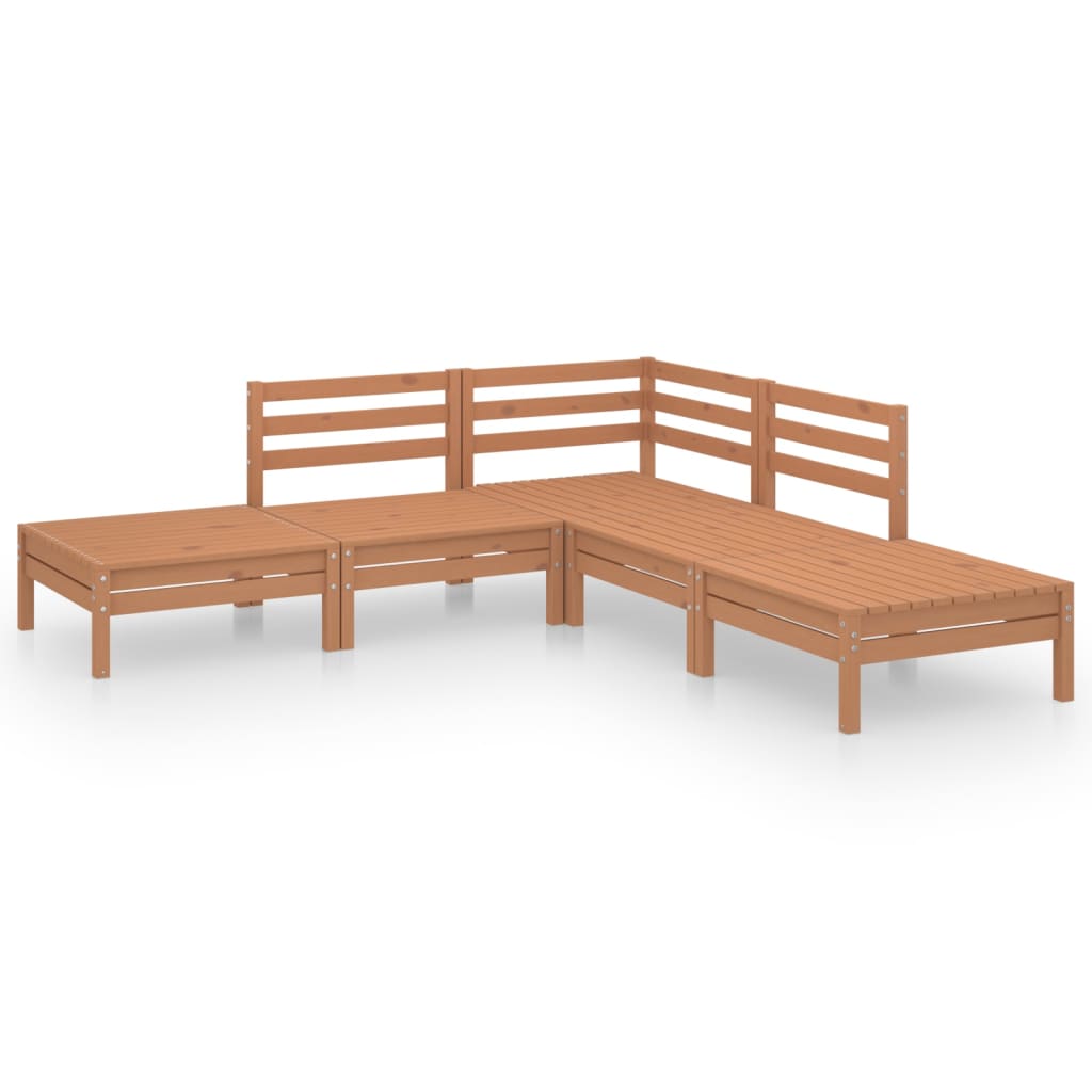 Juego muebles de jardín 5 pzas madera maciza pino marrón miel vidaXL