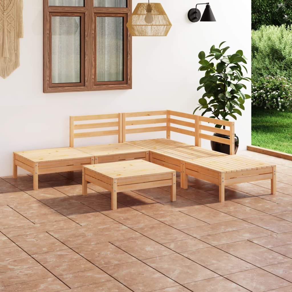 Vetonek Juego de muebles de jardín 6 piezas madera maciza pino