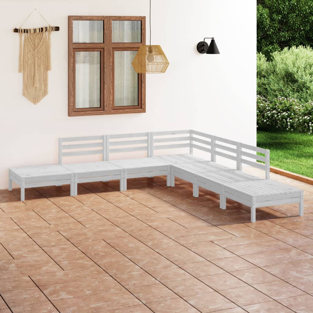 Vetonek Juego de muebles de jardín 7 piezas madera maciza pino blanco