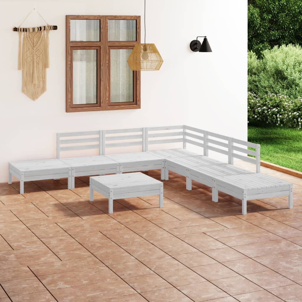 Vetonek Juego de muebles de jardín 8 piezas madera maciza pino blanco