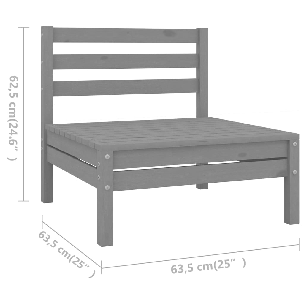 Juego de muebles de jardín 8 piezas madera maciza de pino gris vidaXL