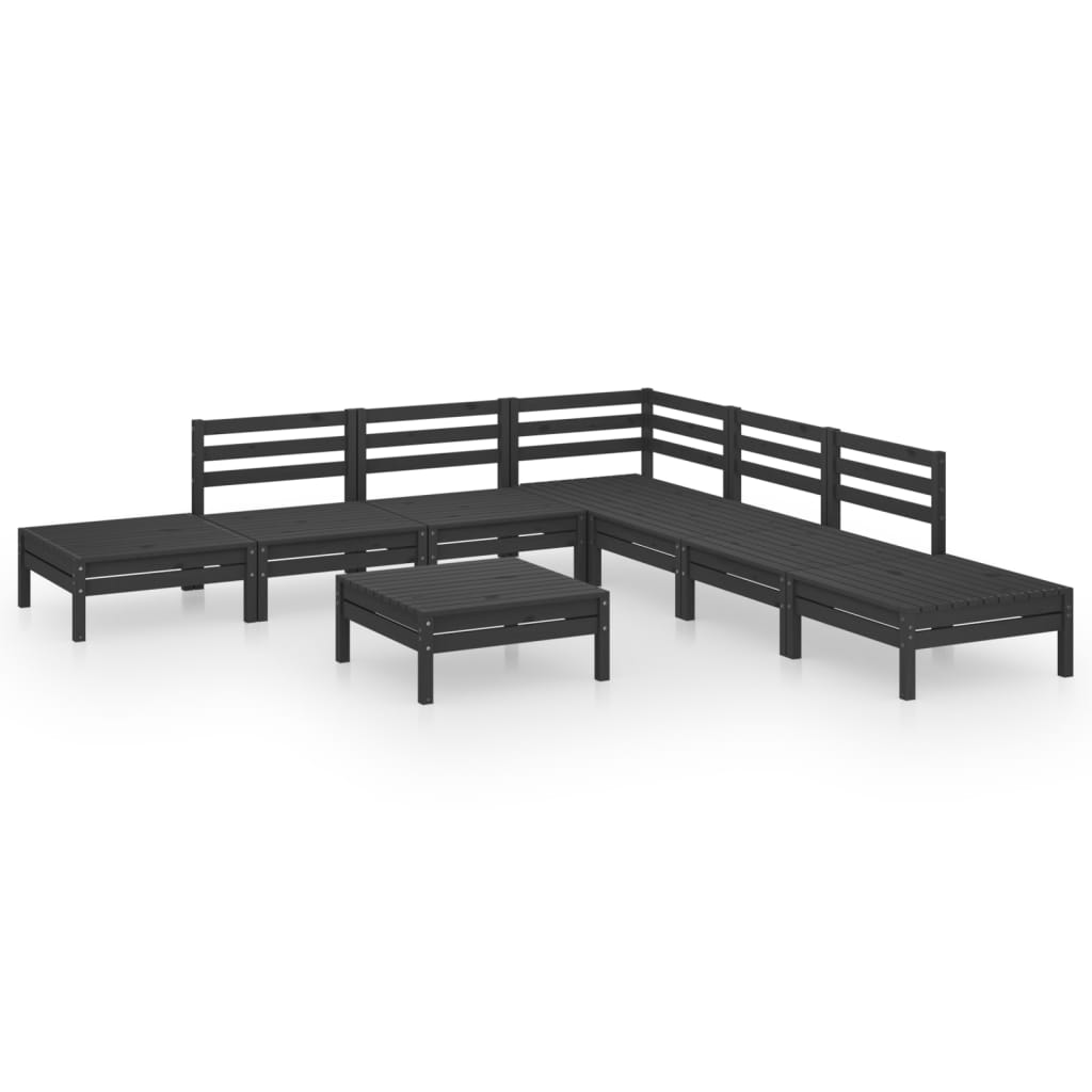 Juego de muebles de jardín 8 pzas madera maciza de pino negro vidaXL