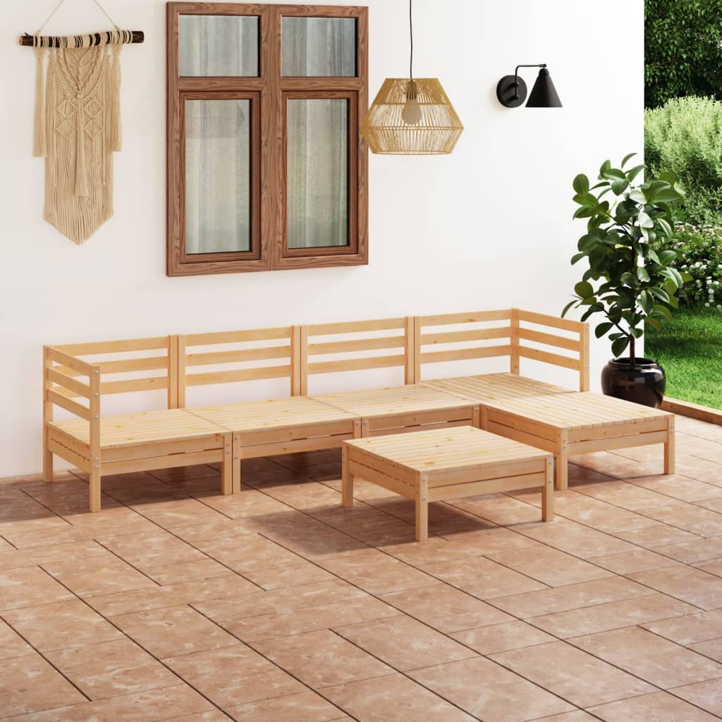 Vetonek Juego de muebles de jardín 6 piezas madera pino maciza gris