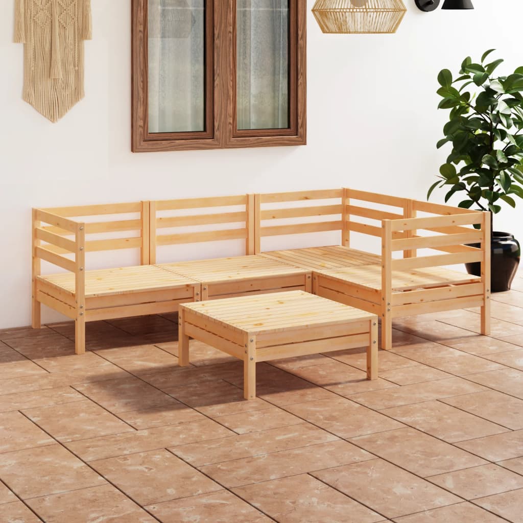 Vetonek Juego de muebles de jardín 5 piezas madera maciza pino