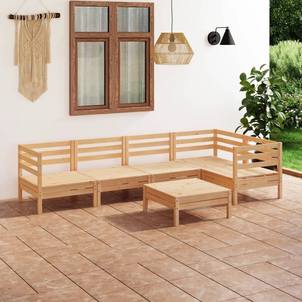 Vetonek Juego de muebles de jardín 6 piezas madera maciza pino