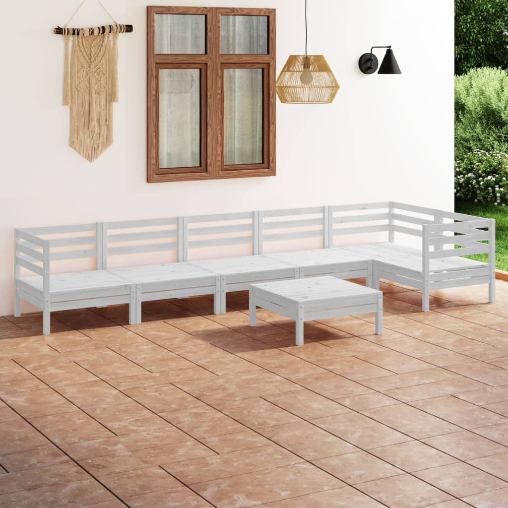 Vetonek Juego de muebles de jardín 7 piezas madera maciza pino blanco