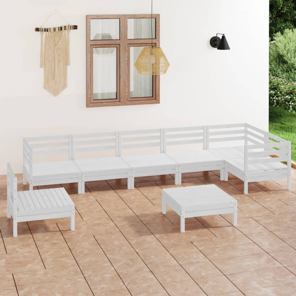 Vetonek Juego de muebles de jardín 8 piezas madera maciza pino blanco