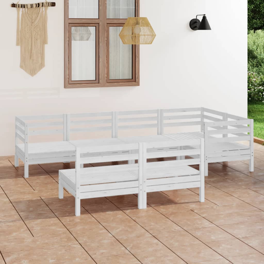 Vetonek Juego de muebles de jardín 7 piezas madera maciza pino blanco