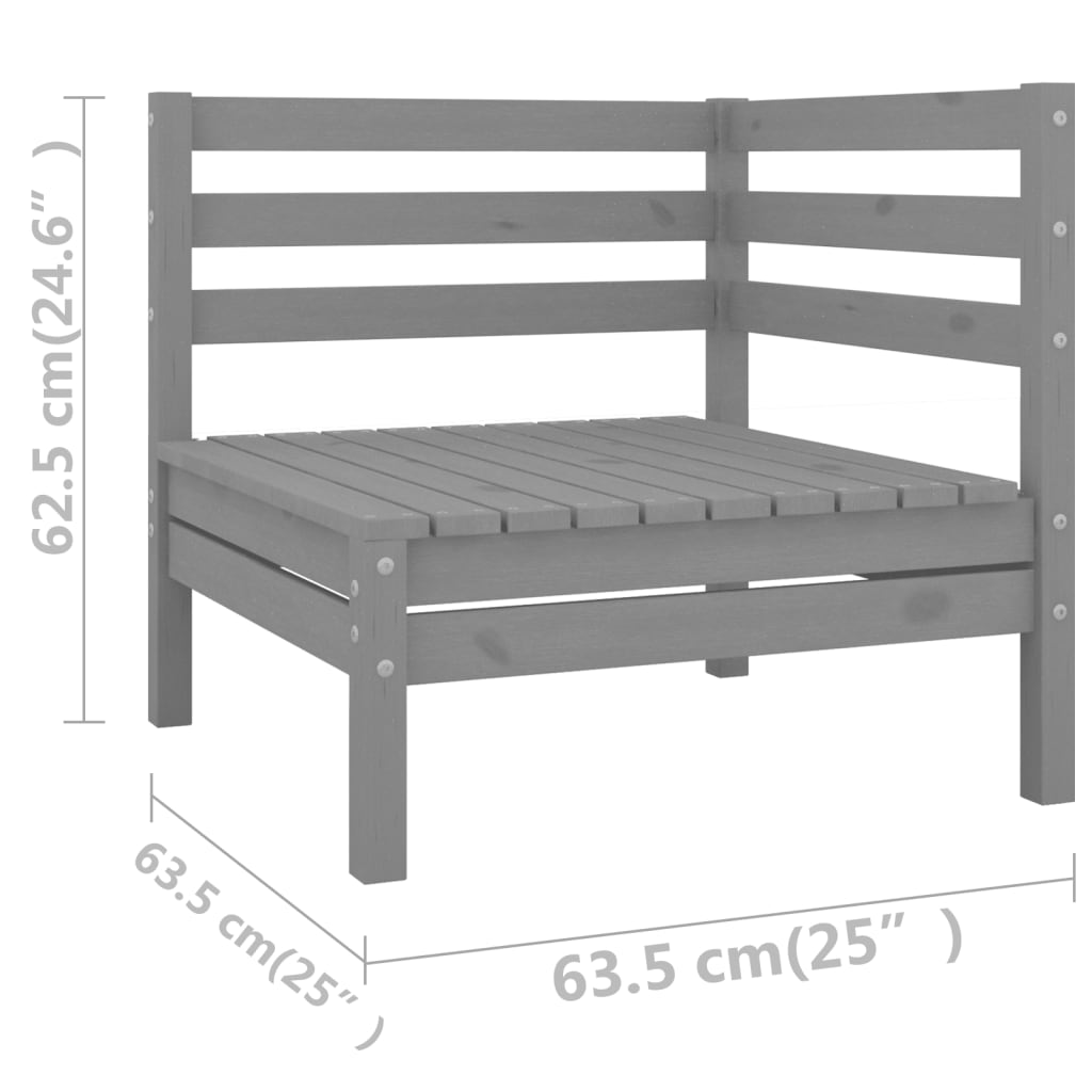 Juego de muebles de jardín 8 piezas madera maciza de pino gris vidaXL