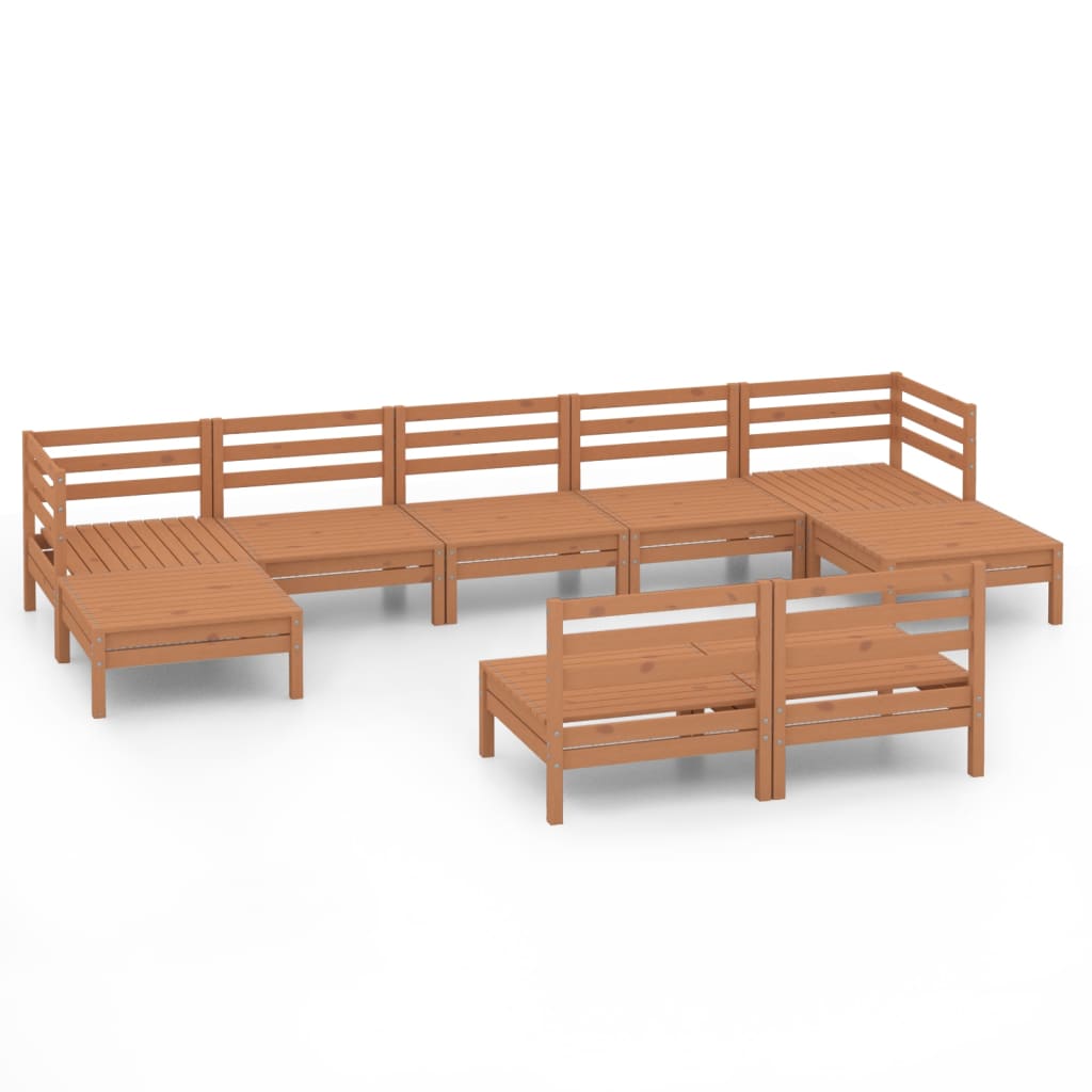 Set de muebles de jardín 9 pzas madera maciza pino marrón miel vidaXL