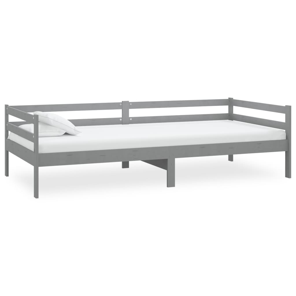 Sofá cama con colchón madera de pino maciza gris 90x200 cm vidaXL