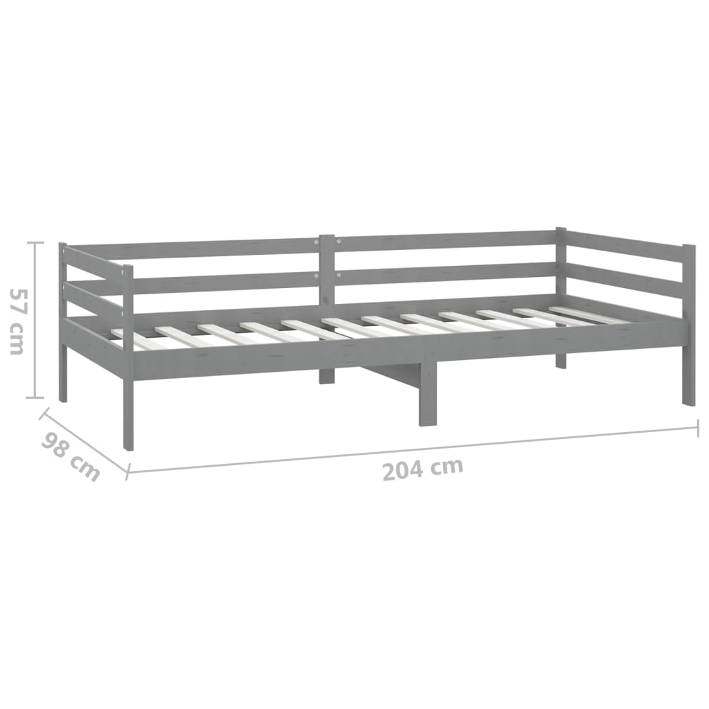 Sofá cama con colchón madera de pino maciza gris 90x200 cm vidaXL