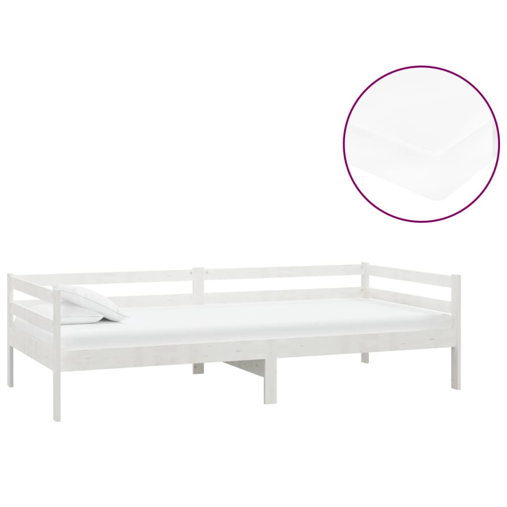 Sofá cama con colchón madera de pino maciza blanco 90x200 cm vidaXL