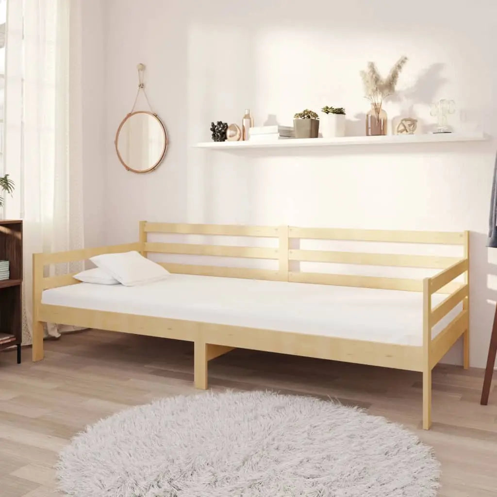 Vetonek Sofá cama con colchón madera de pino maciza 90x200 cm