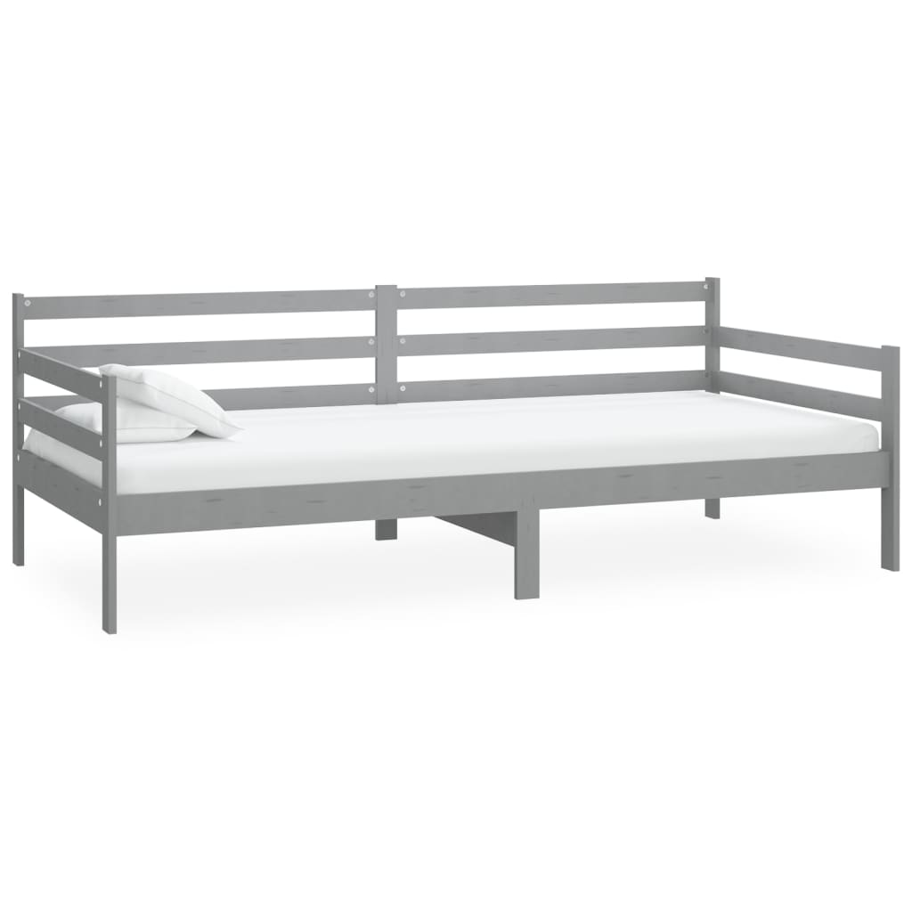 Sofá cama con colchón madera de pino maciza gris 90x200 cm vidaXL