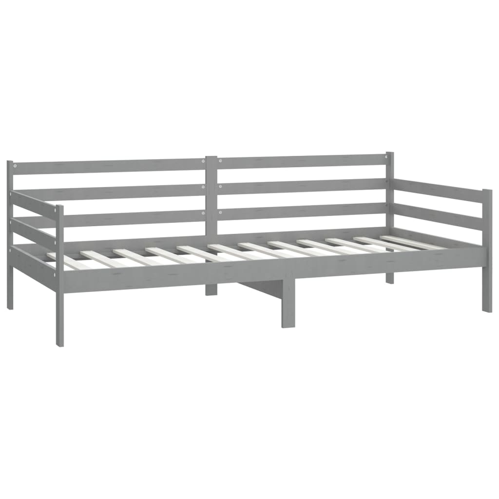 Sofá cama con colchón madera de pino maciza gris 90x200 cm vidaXL