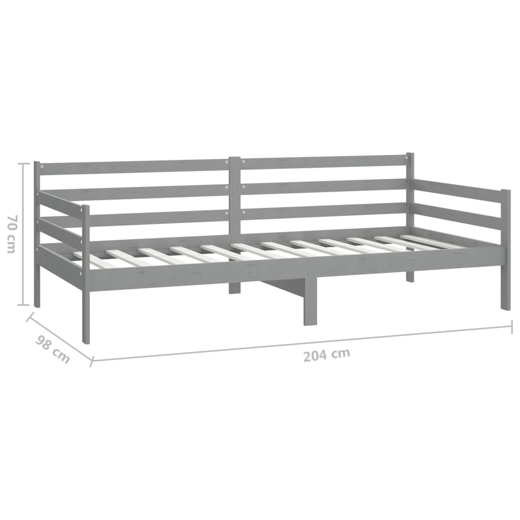 Sofá cama con colchón madera de pino maciza gris 90x200 cm vidaXL