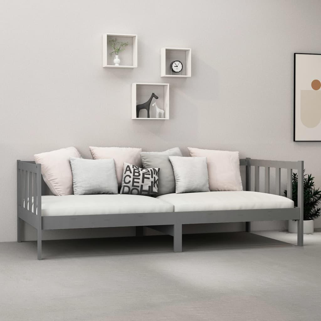 Sofá cama con colchón madera de pino maciza gris 90x200 cm vidaXL