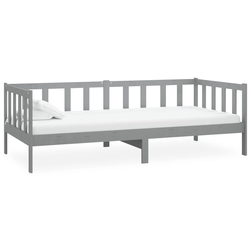 Sofá cama con colchón madera de pino maciza gris 90x200 cm vidaXL