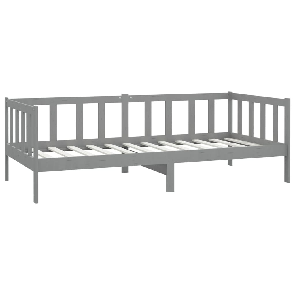 Sofá cama con colchón madera de pino maciza gris 90x200 cm vidaXL