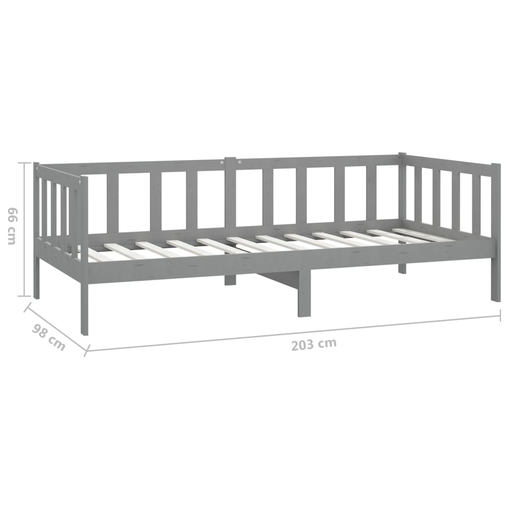 Sofá cama con colchón madera de pino maciza gris 90x200 cm vidaXL