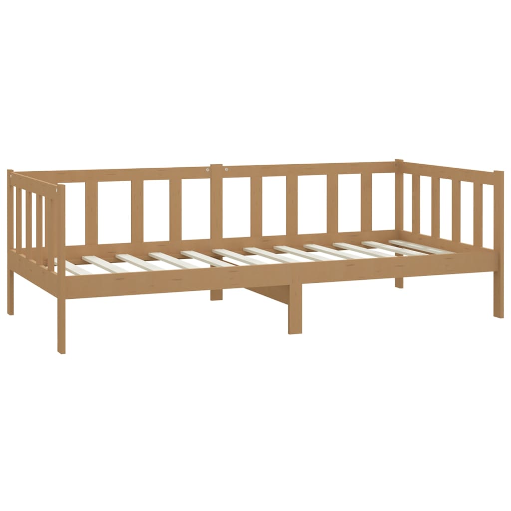 Sofá cama y colchón madera pino maciza marrón miel 90x200 cm - Vetonek