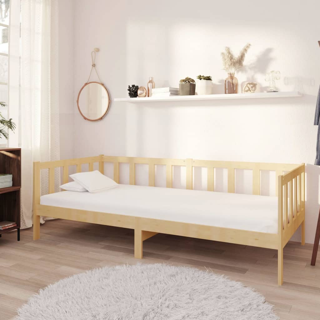 Vetonek Sofá cama con colchón madera de pino maciza 90x200 cm