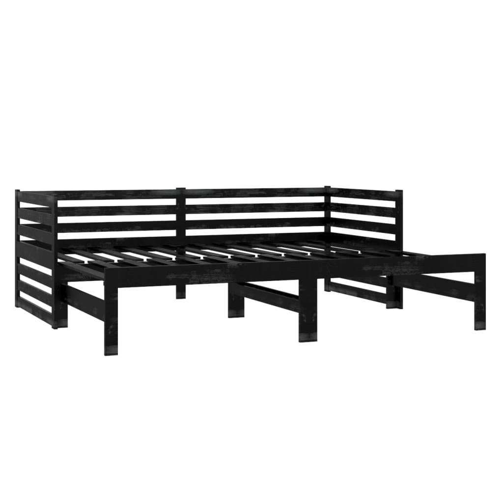 Sofá cama extraíble madera maciza de pino negro 2x(90x200) cm vidaXL