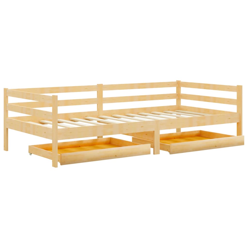 Sofá cama con cajones madera de pino maciza 90x200 cm