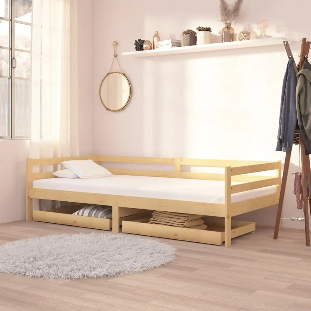 Vetonek Sofá cama con cajones madera de pino maciza 90x200 cm