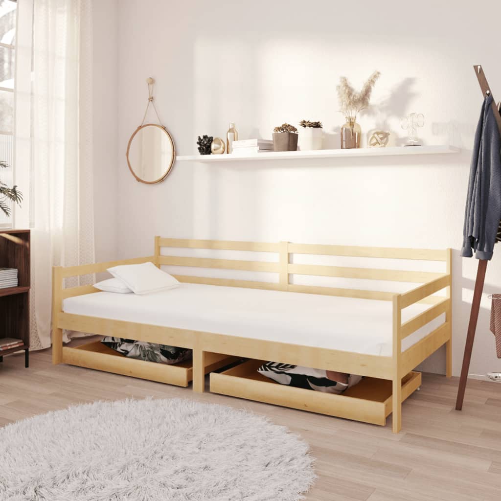 Vetonek Sofá cama con cajones madera de pino maciza 90x200 cm