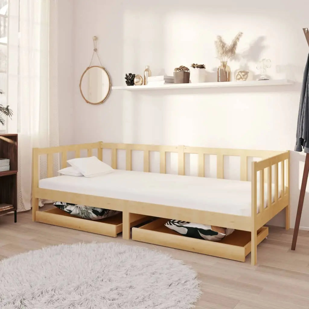 Vetonek Sofá cama con cajones madera de pino maciza 90x200 cm