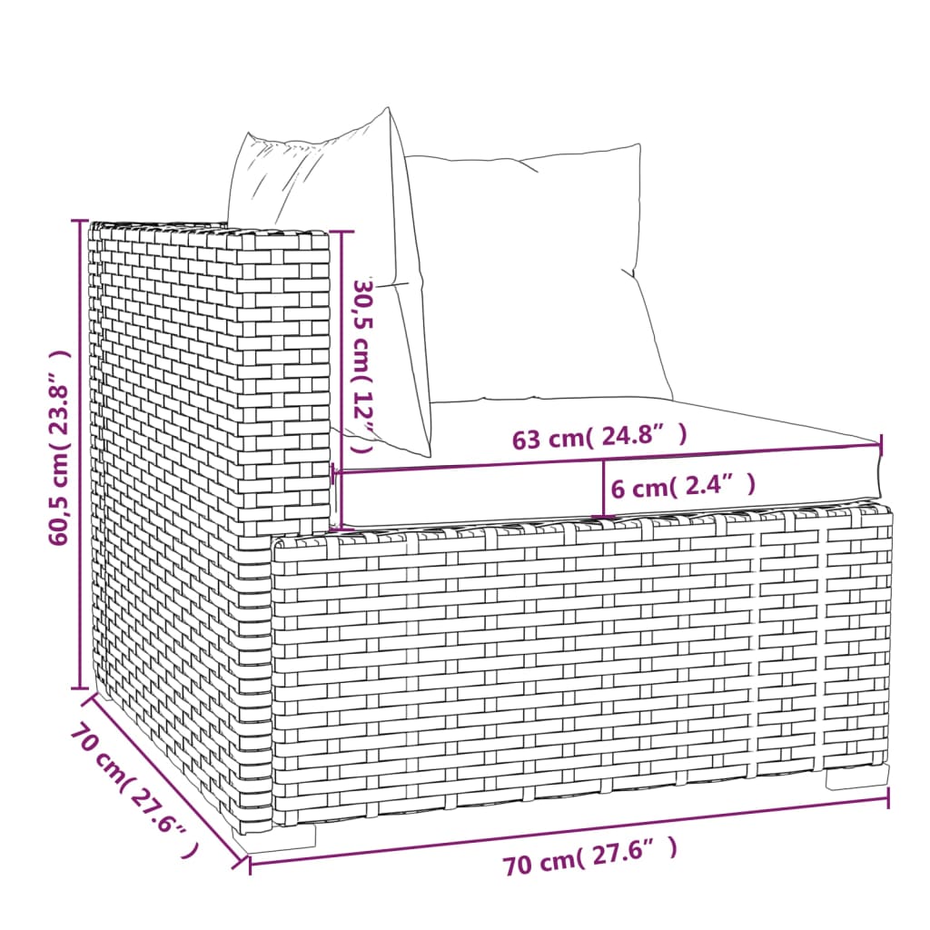 Set de muebles de jardín 4 pzas y cojines ratán sintético negro vidaXL