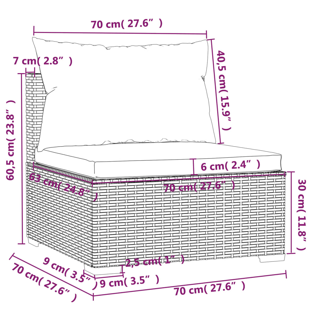 Set de muebles de jardín 4 pzas y cojines ratán sintético negro vidaXL