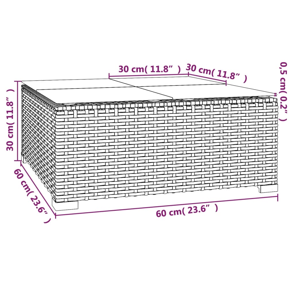 Set muebles de jardín 3 piezas y cojines ratán sintético marrón vidaXL