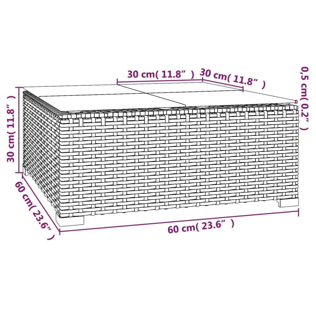 Set muebles de jardín 3 piezas y cojines ratán sintético marrón