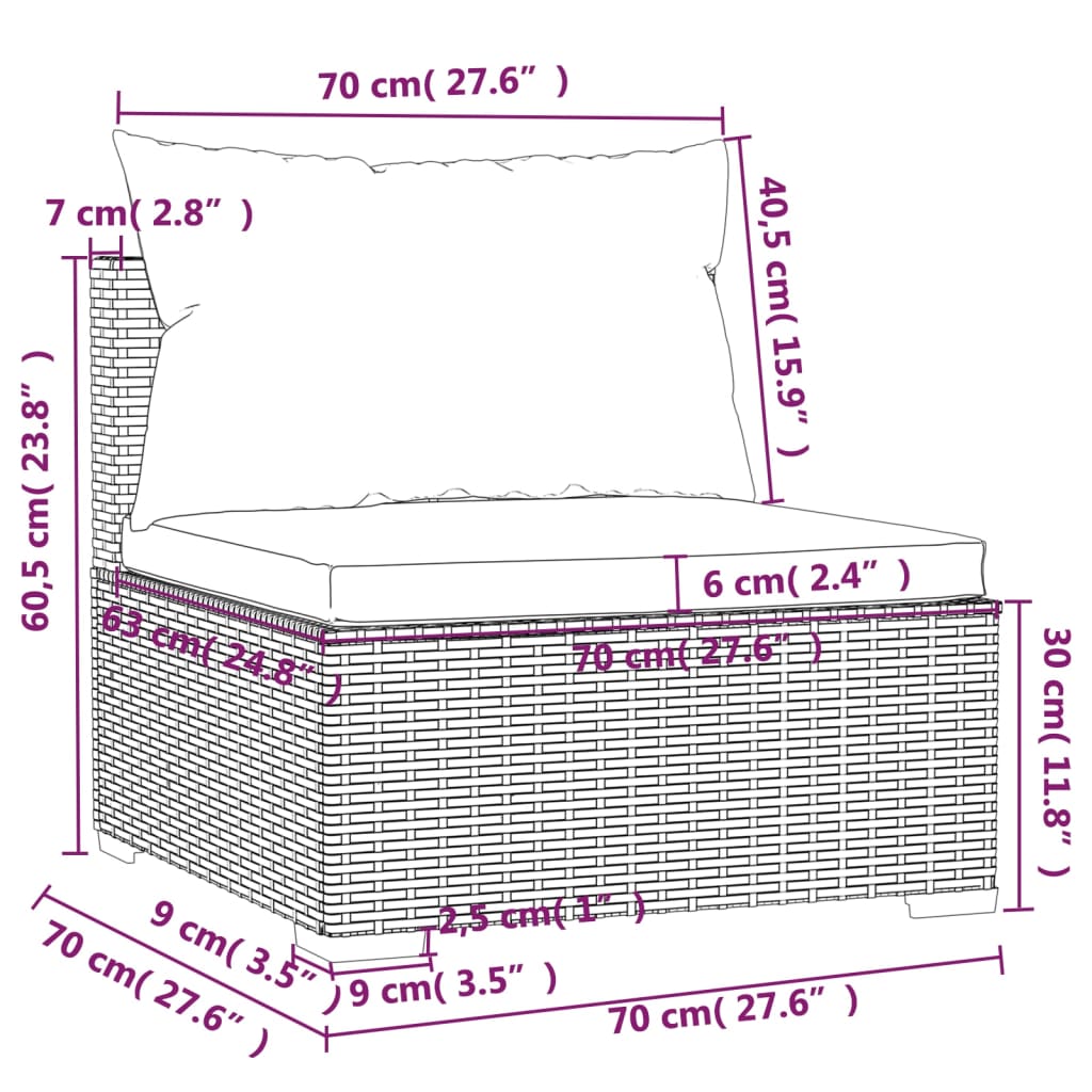 Set muebles de jardín 4 piezas y cojines ratán sintético marrón vidaXL